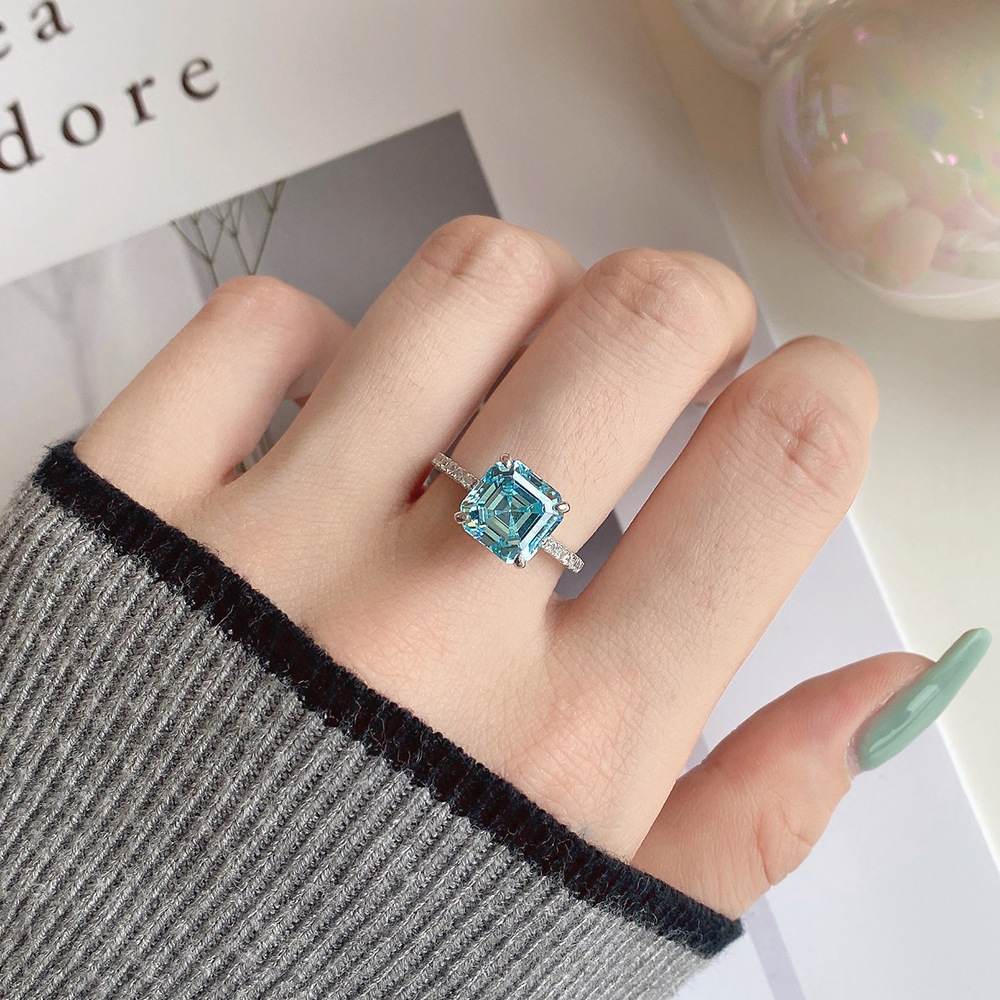 Fashion Square Sterling Silver Plating Inlay Zircon Rings 1 Piece