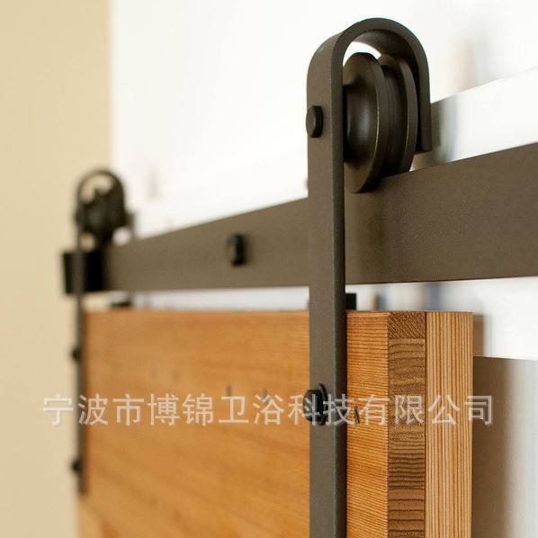 J型谷仓门吊轨五金配件套装滑动推拉门静音导轨轨道吊轮滑轨滑轮