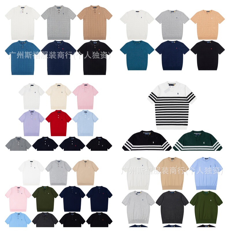 Cross-Border Foreign Trade Rl Ralph Lauren Round-Neck Classic Short-Sleeved T-Shirt Knitted Sweater Light Luxury Unisex Couple's Matching Style Cross-Border Foreign Trade Rl Ralph Lauren Round-Neck Classic Short-Sleeved T-Shirt Knitted Sweater Light Luxury Unisex Couple's Matching Style