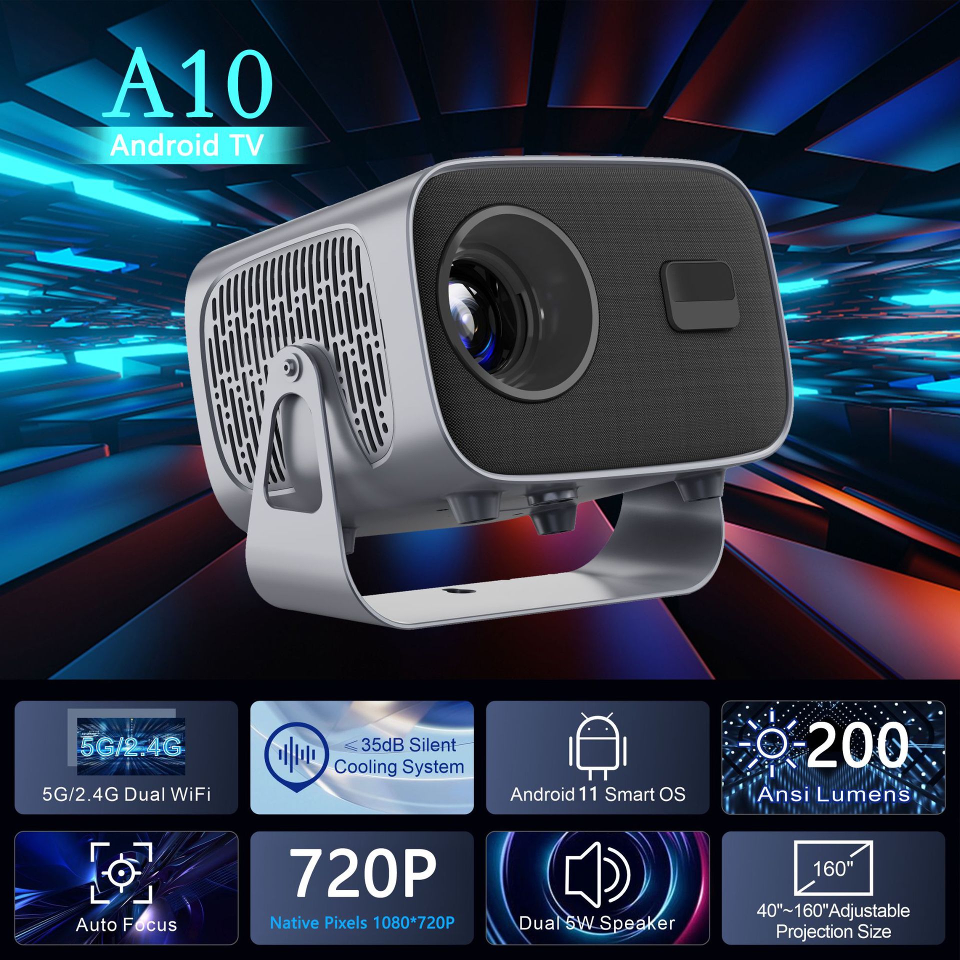 Cross-border foreign trade version of smart ball projector Android 11 Bluetooth 5G dual-band HD 4k HD projector