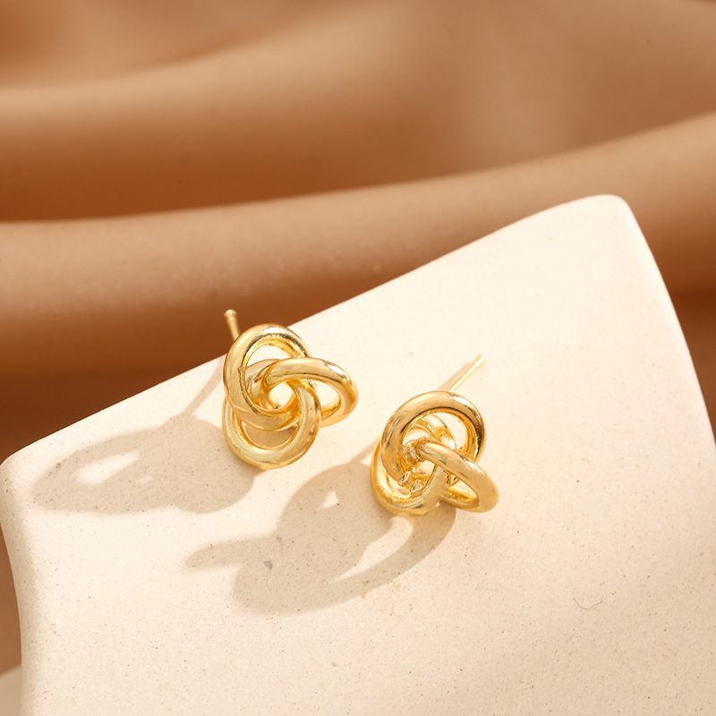 1 Pair Simple Style Knot Plating Copper Ear Studs display picture 3