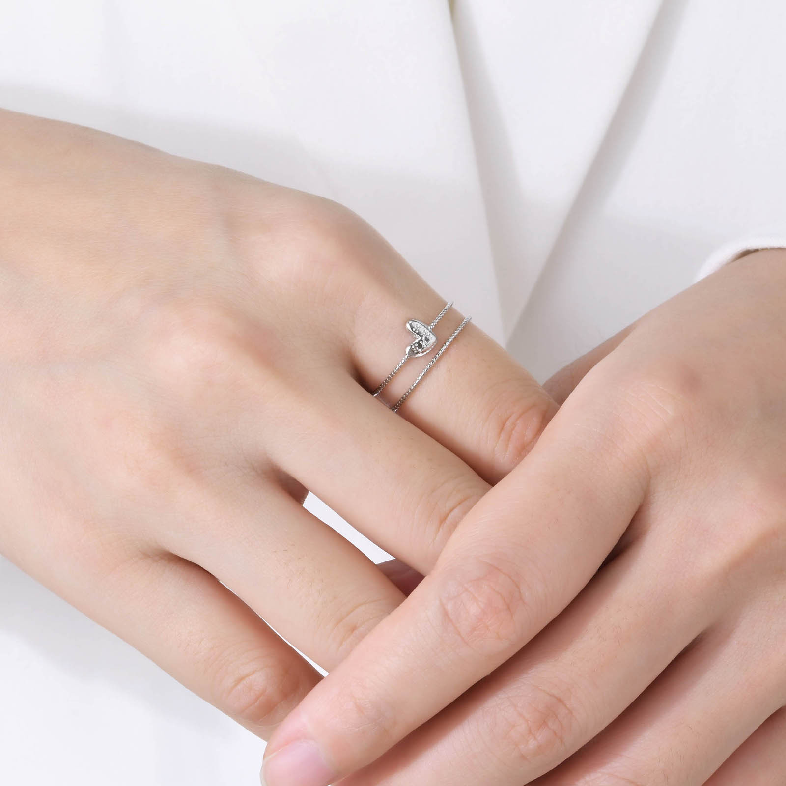 Fashion Heart Shape Titanium Steel Plating Open Ring 1 Piece