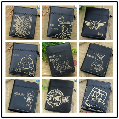 Zipper coin purse (anime style) black, card holder wallet, lightweight 0.099 kg