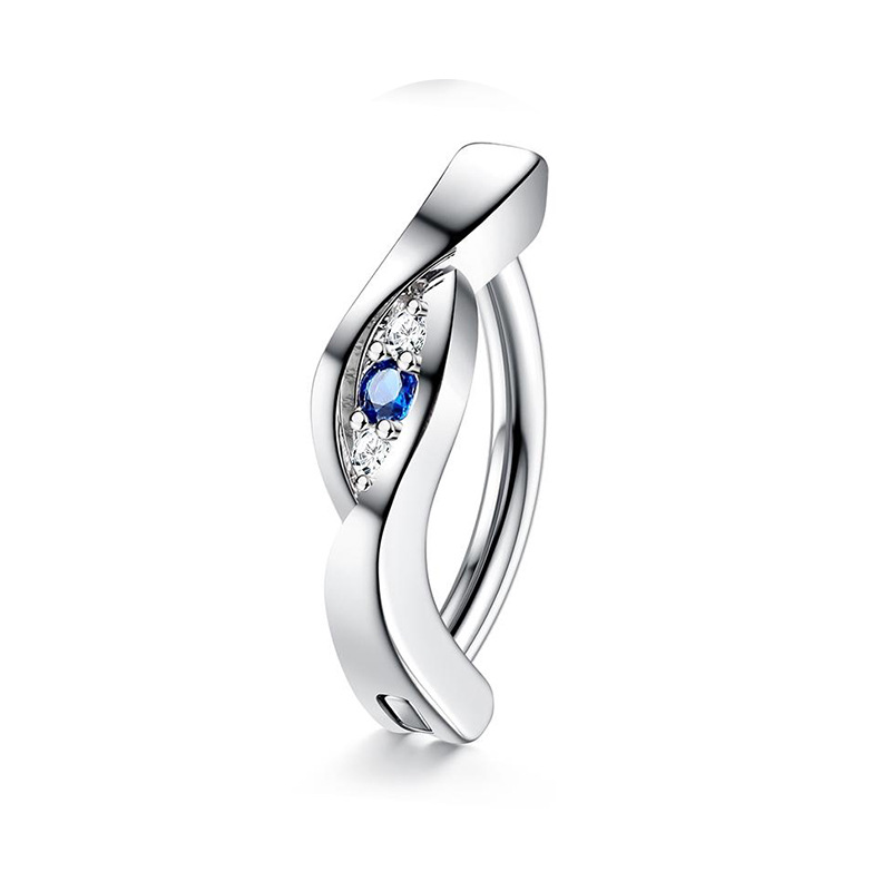 European American Cross-border Stainless Steel Smooth Ring With Personalized Flower Design And Zircon Inlay, Navel_voghion.com