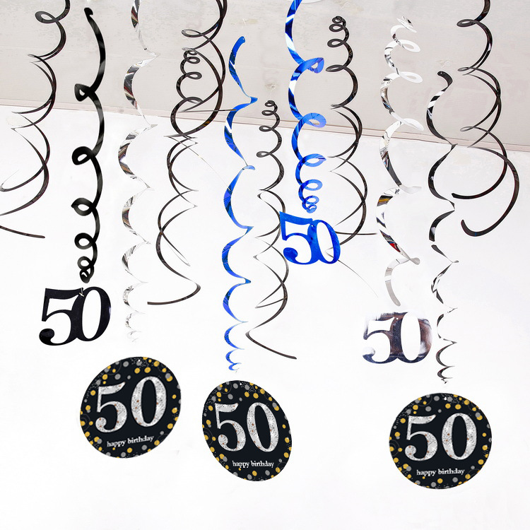 Fiesta de cumpleaños de Amazon Colgante en espiral de PVC de 12 piezas 30 años 40 años 50 años 60 años Decoración de cumpleaños