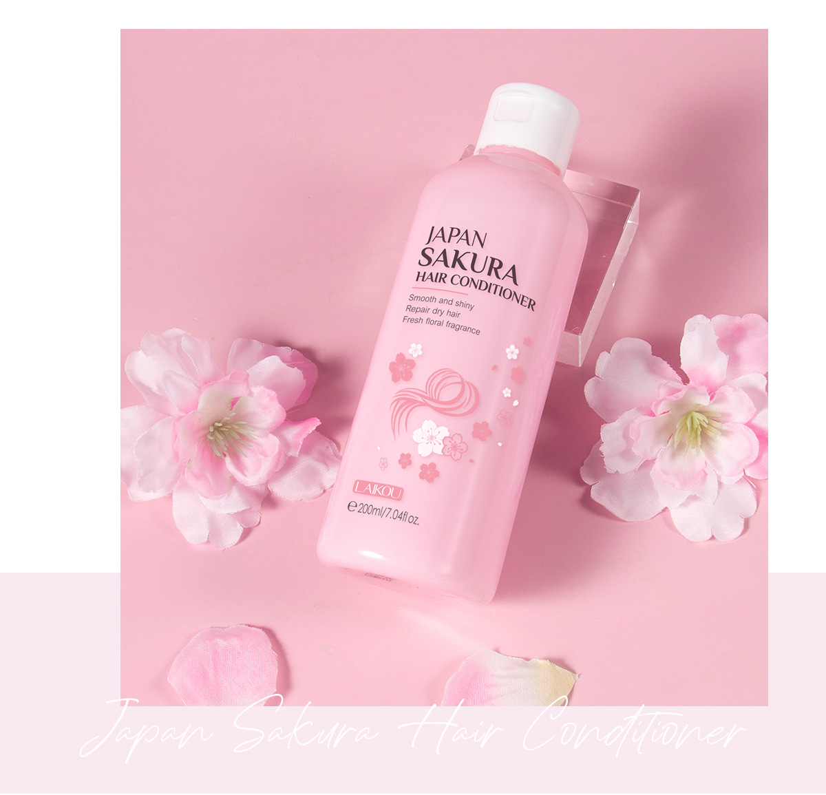 Cross-border LAIKOU Cherry Blossom Conditioner 200ml, smooth, lustrous, Moisturizing and improving frizz, factory in stock wholesale undefined