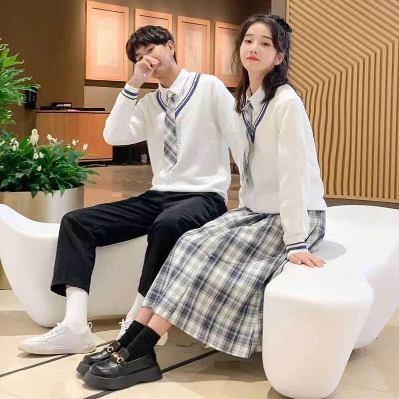 秋の制服セット 中高生制服 イギリス風カレッジスタイル JK 日本風制服 ワンピース セーター ロングスカート 韓国風|undefined