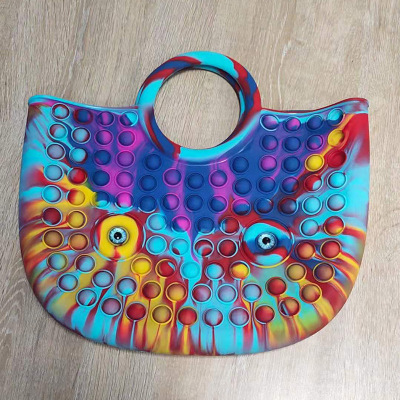 新款时尚单肩硅胶大号灭鼠先锋包包彩虹色泡泡乐灭鼠先锋手提包|ms