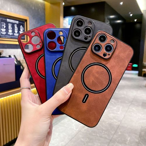 Applicable for iPhone 15 magnetic phone case skin feel sheep leather 13 Promax Apple 14 protective cover new anti-slip