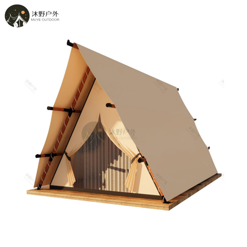 Muye al aire libre de lujo ligero campamento alojamiento triángulo tienda de campaña de viaje camping base de madera estructura Hotel Carpa