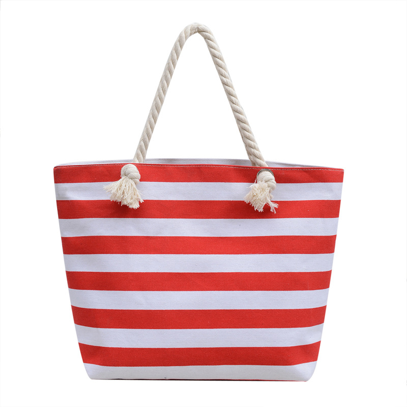 Bolsas de lona a rayas de moda transfronterizas, bolsas de mano japonesas de gran capacidad, bolsas de hombro, bolsas de hombro en stock.