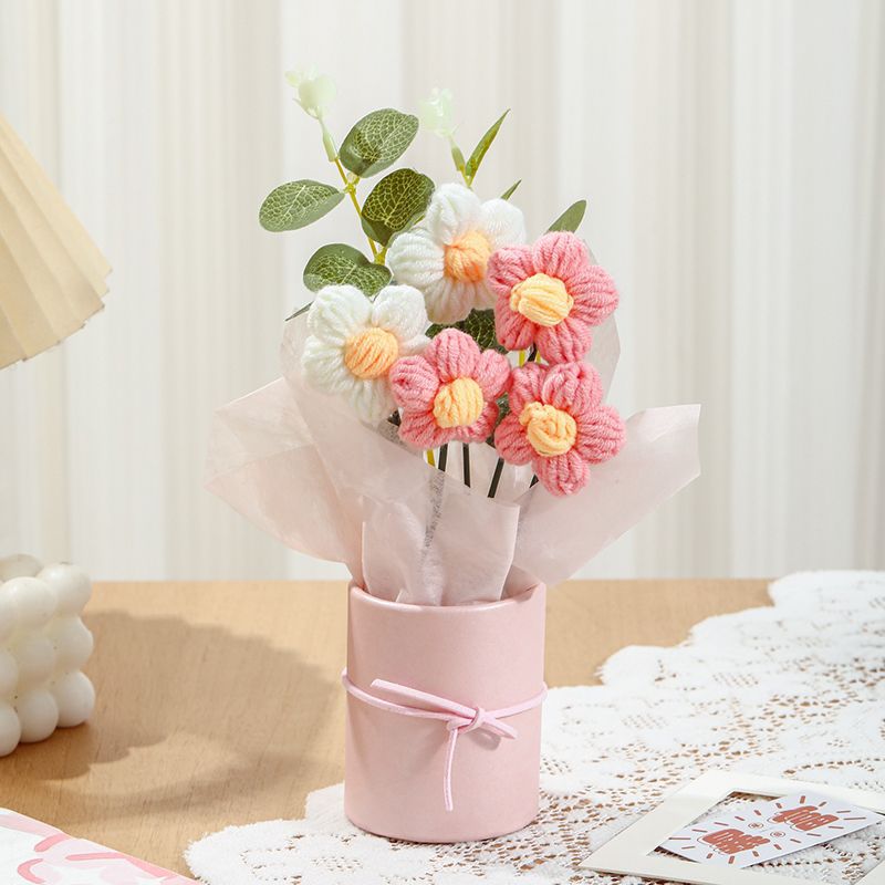 Día del Maestro regalo de flores de peluche, flores de regalo de cumpleaños, flores de tejido a mano, flores de regalo de la escuela