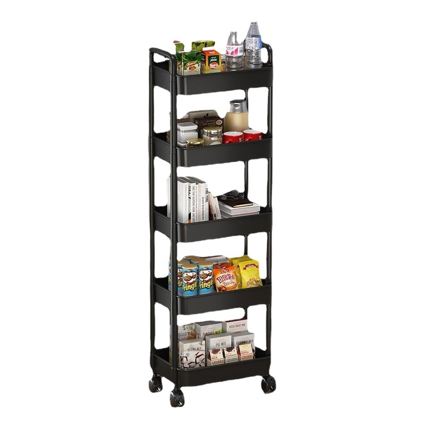 Estante estantería carro piso portátil hogar simple multi-capa snack estante de almacenamiento con ruedas