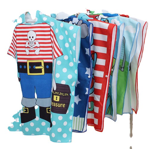 Children's poncho bath towel ultra-fine fiber digital printing warm and absorbent hooded bath towel direct supply beach towel