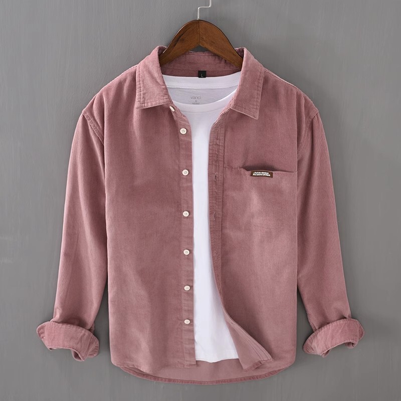 Corduroy Long-sleeved Shirt Jacket Men's Spring and Autumn Thin 2024 New Style Shirt Hong Kong Fashion Brand Casual Top Clothes