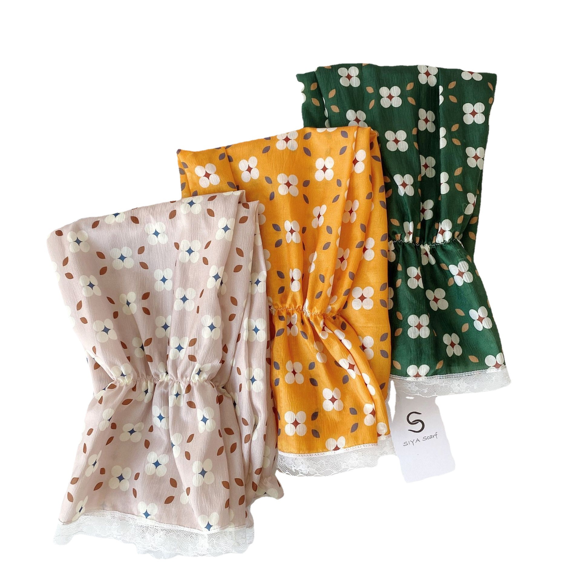 Verano estilo coreano ligero transpirable overse manga de encaje de las mujeres protección solar fresca manga de hielo satinado protección del brazo de conducción al aire libre al por mayor