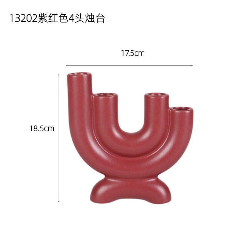 13202 rojo púrpura candelabro de 4 cabezas