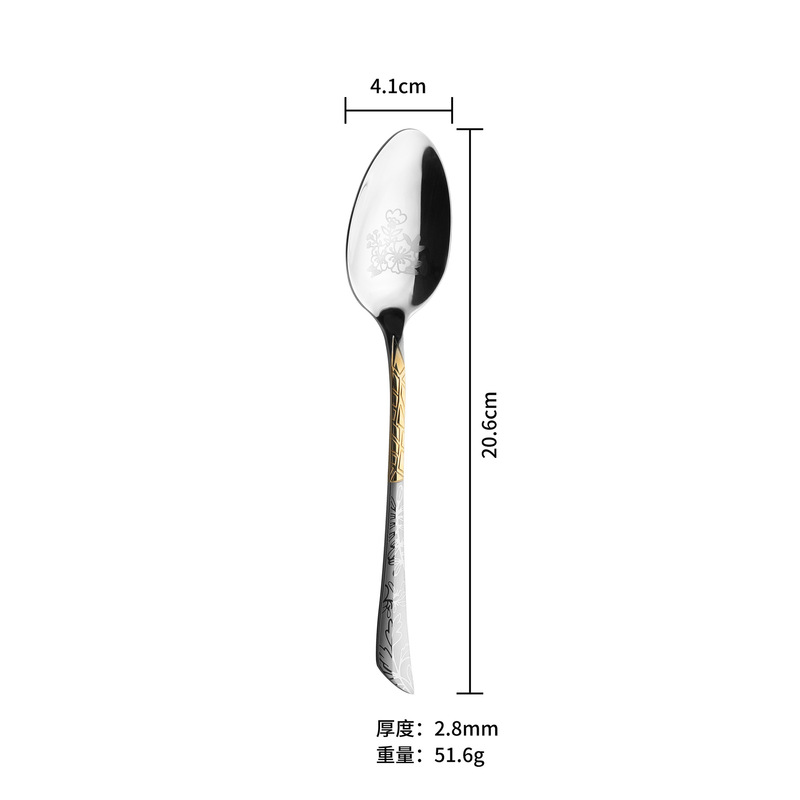 新商品のステンレスの金メッキのレーザーの模様の食器は一本の小さい量から洋食の食器のホテルの食器を予約します。|undefined