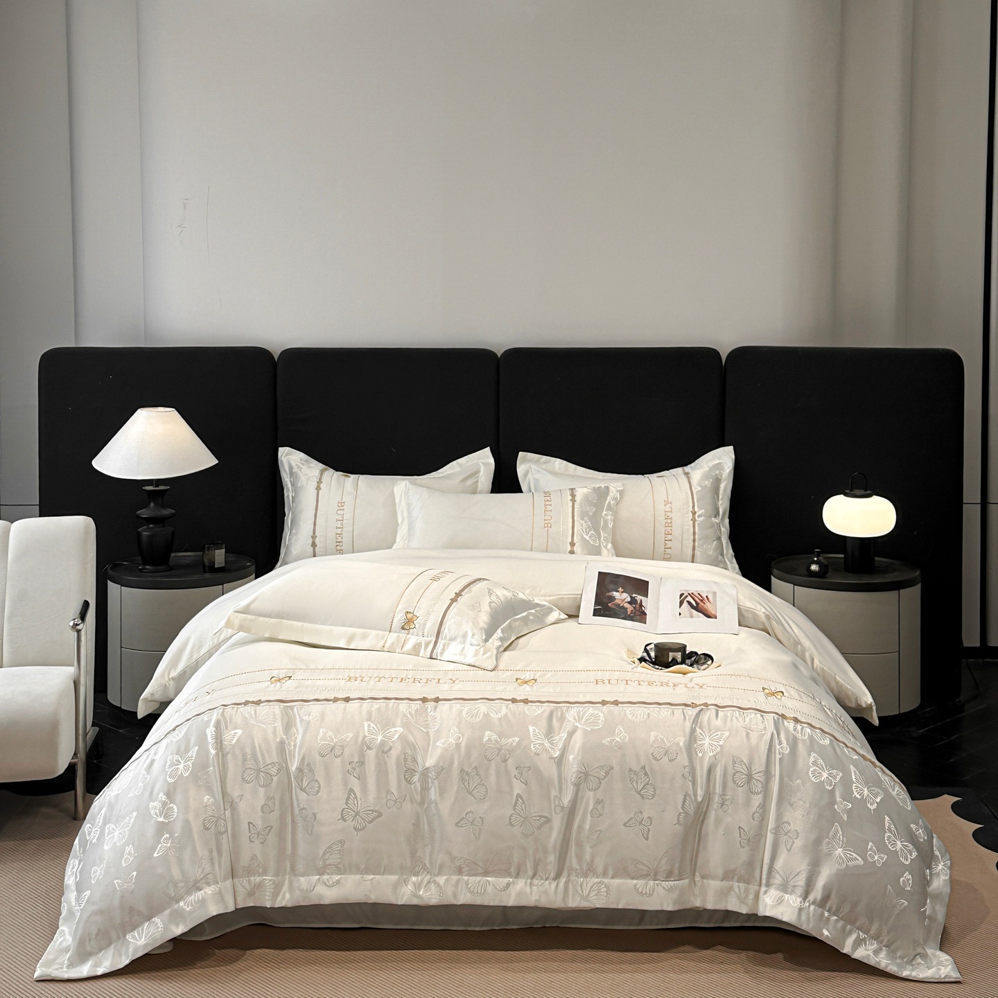 Silk Bedding Set Jacquard Washed Silk Four-piece Bed Linen_voghion.com