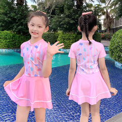 2024 Girls' Swim Suit, Summer Bodysuit Cover-up, Cute Baby Princess Swimwear, Korean Style, Instagram Inspired