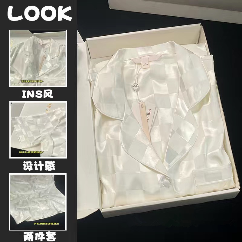 W 더블 짧은 화이트 체크