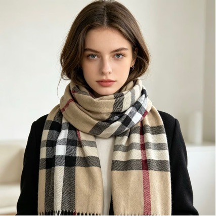 230g Multi-Color Korean Cashmere Scarf in Camel, Milk Tea, Oatmeal, and Gray Colors, High-Quality Solid Color Versatile Warm Scarf