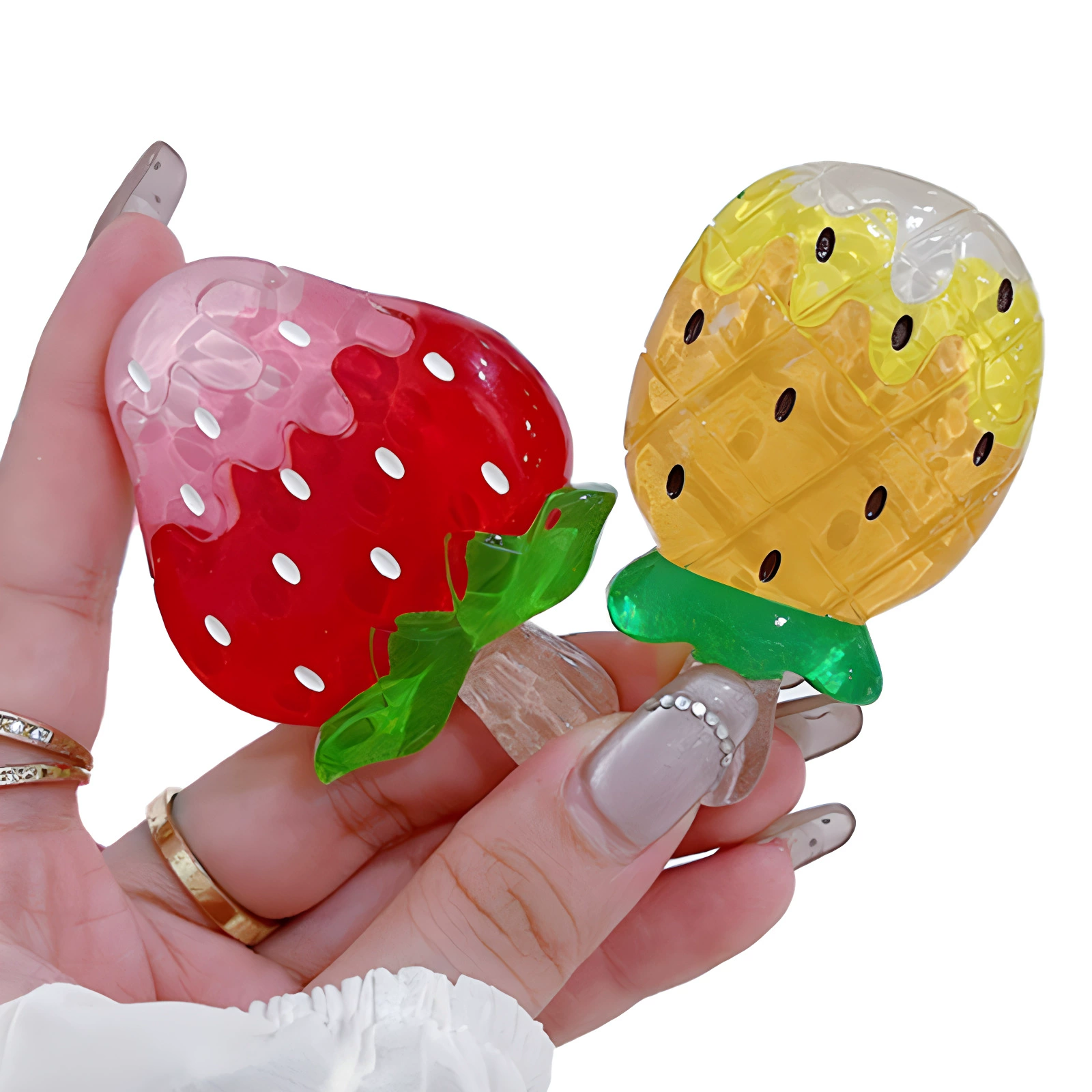 Складная подставка для телефона/планшета из стекла с дизайном клубники и персика, для использования на столе, в наличии