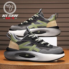 蜂狼旗艦店 高級欧州風カジュアルメンズシューズ 秋用 ソフトソール ダッドシューズ ランニングシューズ 身長アップ 本革スポーツシューズ