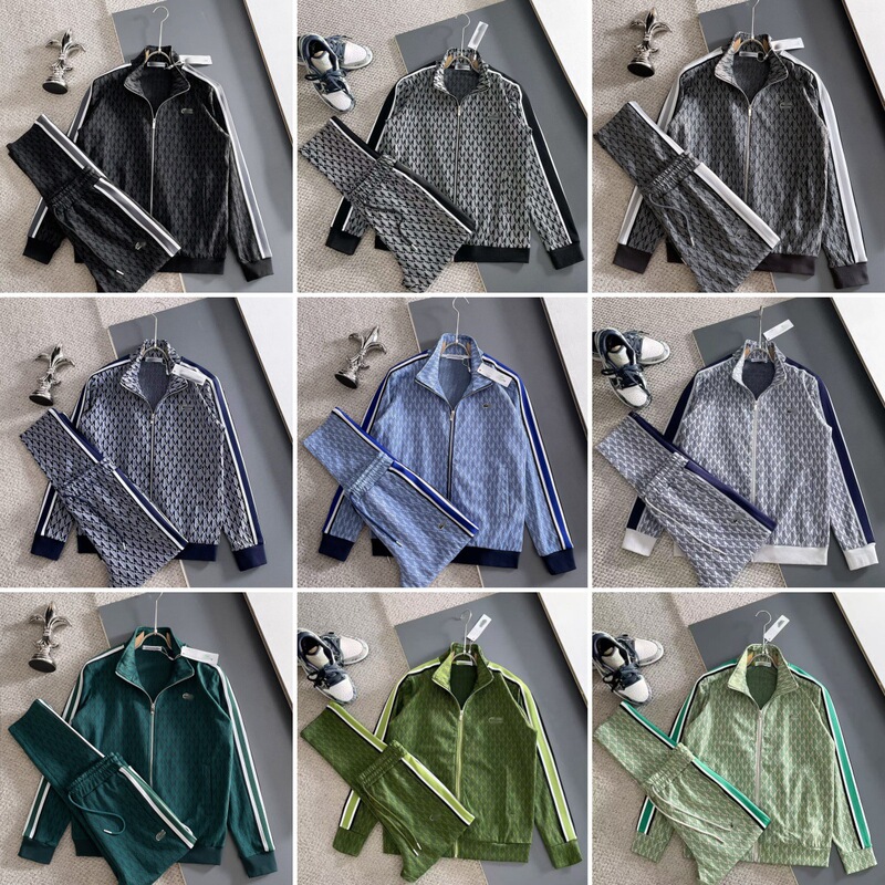 [High-quality, authentic version] Men's multi-colored fish-patterned casual suit, fashionable unisex set, collared zip-up jacket