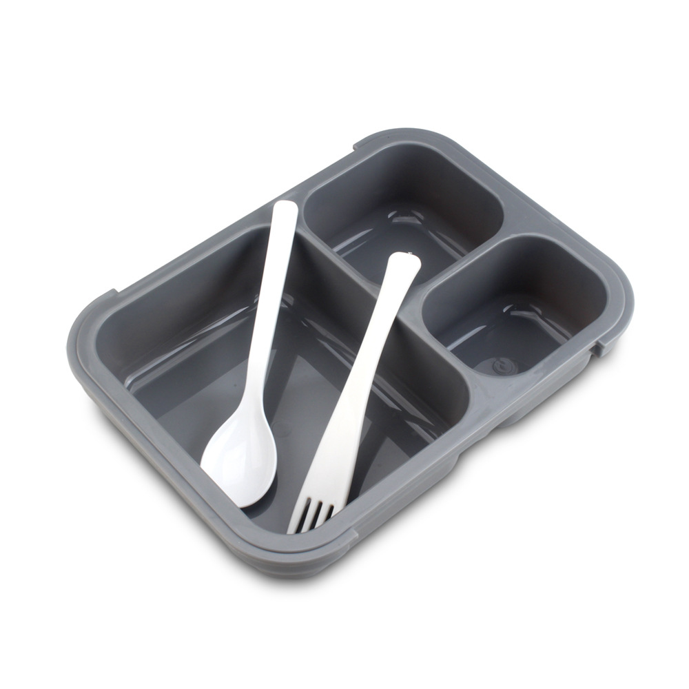Horno de microondas de trabajador de oficina de plástico transfronterizo Caja de almuerzo de tres compartimentos sellada portátil de estilo japonés Caja de almuerzo de estudiante 1180ml