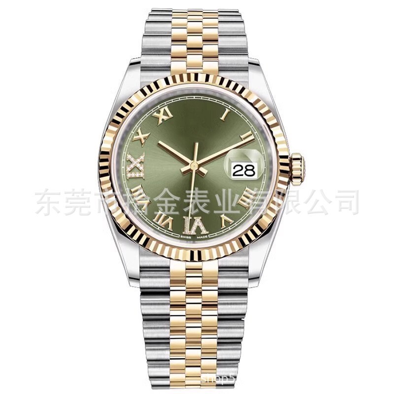 New Model of Men's Automatic Mechanical Watch, High-Quality Three-Hand Watch with Diamonds, Calendar, Luminous Steel Band New Model of Men's Automatic Mechanical Watch, High-Quality Three-Hand Watch with Diamonds, Calendar, Luminous Steel Band