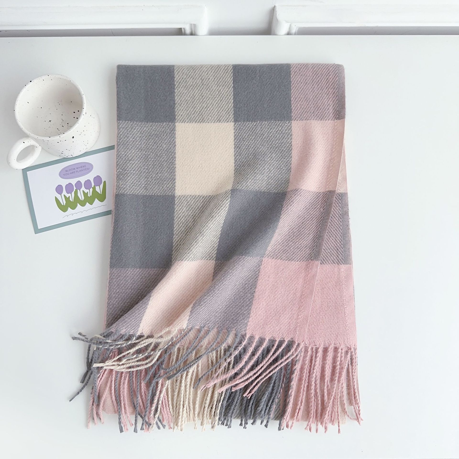 Nueva cachemir-como bufanda de borla de las mujeres engrosada bufanda caliente a cuadros moda todo fósforo mantón Oficina desgaste exterior