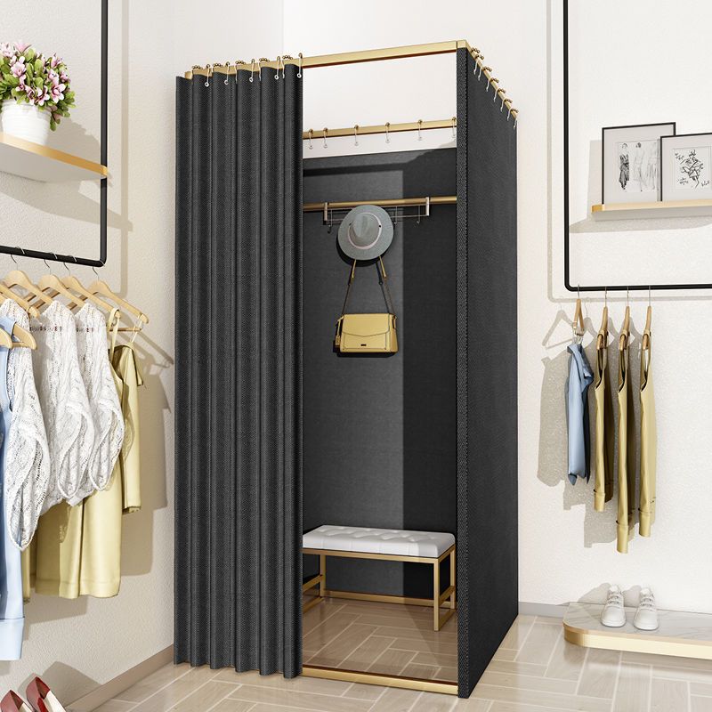 Tienda de ropa, centro comercial, vestuario de ensamblaje, sala de prueba móvil simple, cortina de puerta, piso, estante de exhibición portátil, vestuario