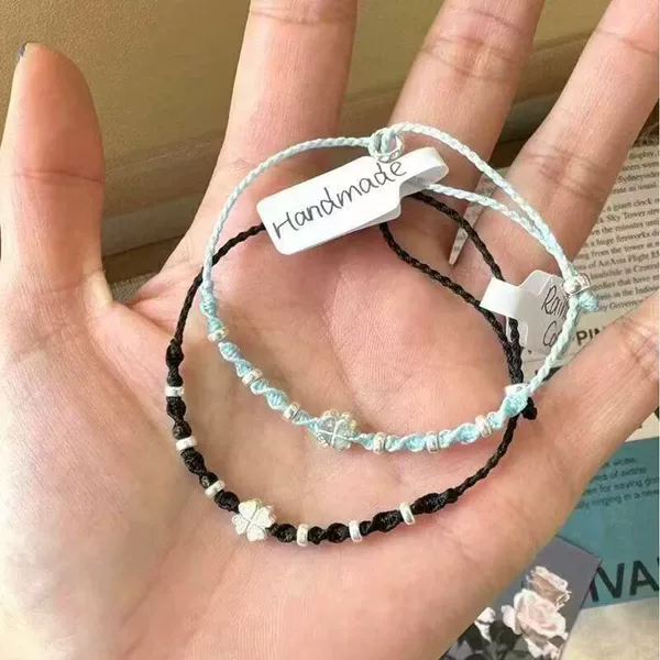Clover Handmade Woven Bracelet for Women, Light Luxury Versatile Simple Niche Design, Couple Best Friend Gift, High-End