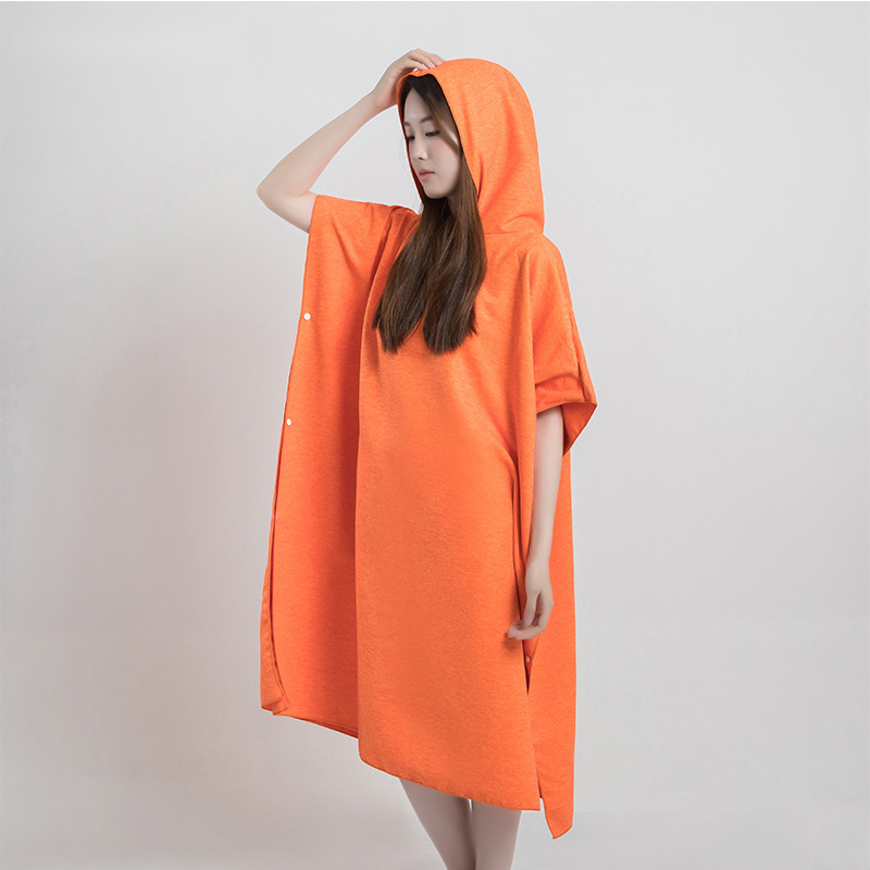 Capa de playa de secado rápido de terciopelo de doble cara, buceo, secado rápido, cambio de ropa con capucha, toalla absorbente, baño de aguas termales, cambio de ropa