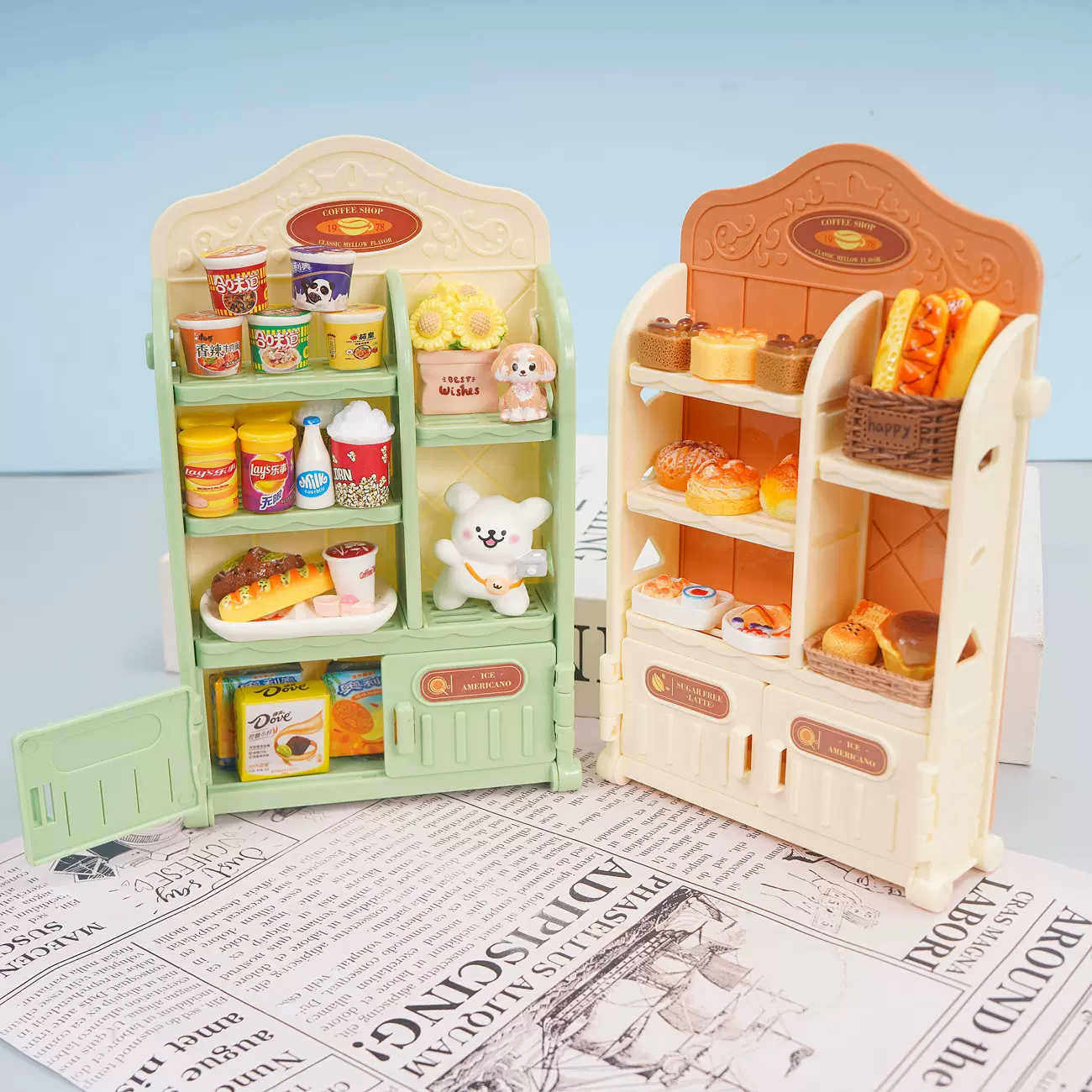 过家家玩具仿真餐架  迷你超市娃娃屋微缩场景配件模型摆件货架