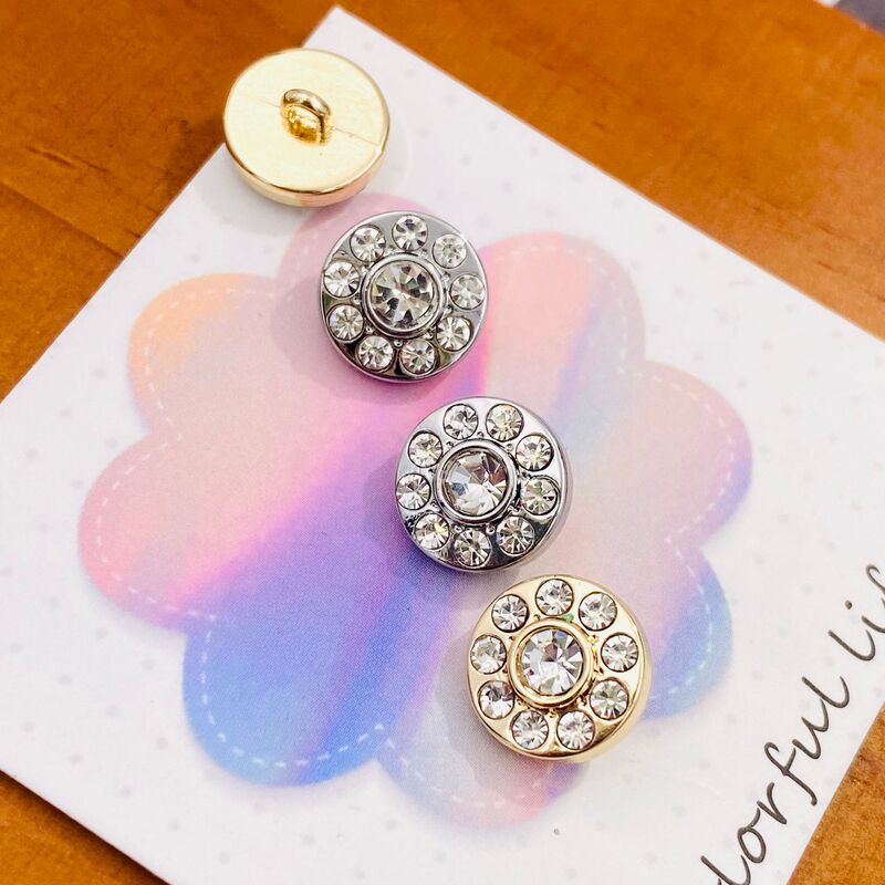 Chanel-Style Full Diamond Light Luxury Alloy Shirt Buttons Women's Sweater Knit Cardigan Vest Dress Small Buttons