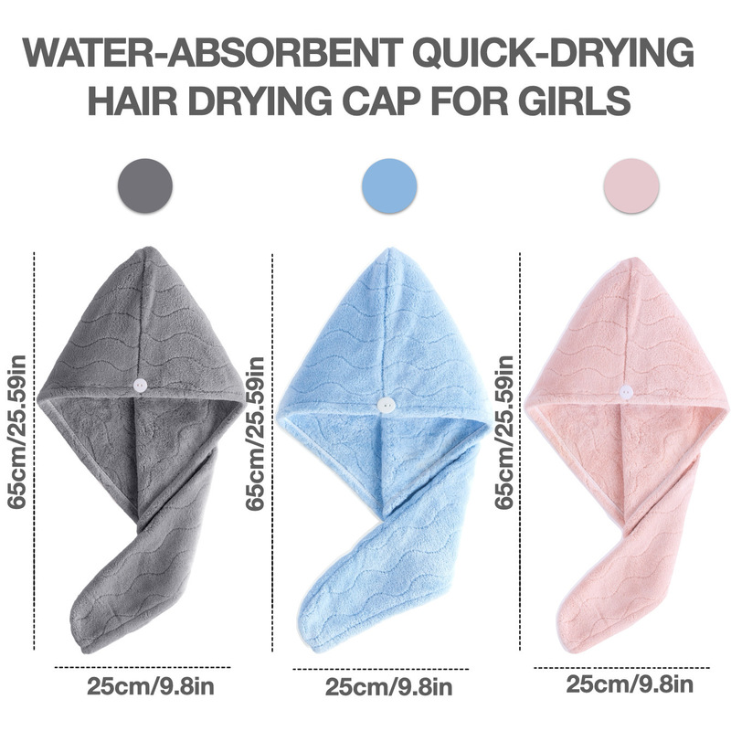 Cross-Border Water-Pattern Coral Velvet Plain Color Hair Drying Cap Microfiber Long Hair Absorbent Towel Wrap Headscarf Shower Cap Hair Care Cross-Border Water-Pattern Coral Velvet Plain Color Hair Drying Cap Microfiber Long Hair Absorbent Towel Wrap Headscarf Shower Cap Hair Care