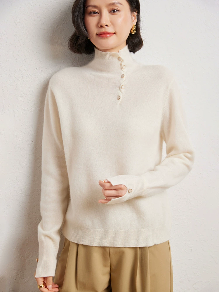 Demi-season base knitted woolen sweater, oversize