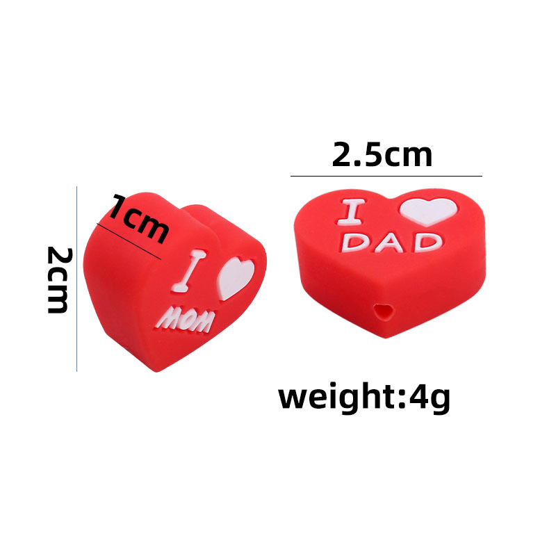 Bebé suministros DIY doble cara papá mamá amor cuentas bebé molar pulsera pezón cadena anti-gota cadena Accesorios