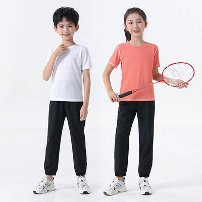 Children's Running Sports suit Boys' Spring and Summer Quick-drying Top for Middle and Large Children and Primary School Students Girls' Fitness Running Clothes