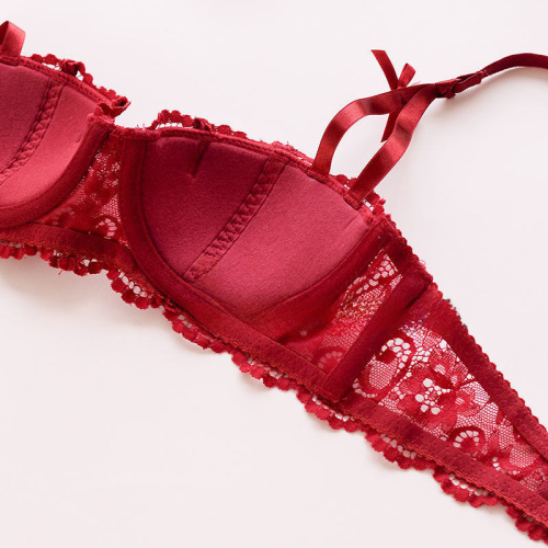 Sexy French lace bralette underwear, ultra-thin, comfortable and breathable girl student small breast push-up bra