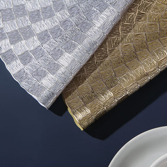 Cross-border Round PVC Checkered Hollowed-Out Dinner Mat | Light Luxury Solid-Color Gold-Embossed Heat-Resistant Table Mat | Vintage High-End Tablecloth