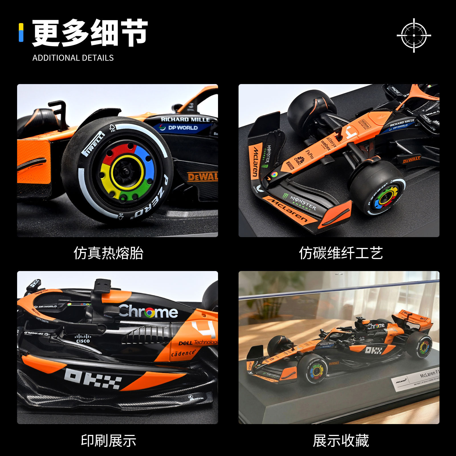 1:18 Fórmula 1 McLaren modelo de aleación de carreras simulación regalos de Navidad grandes adornos autos autos deportivos