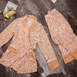 睡衣女春夏款金丝绒长袖大码洋气两件套装秋冬高级感显瘦家居服