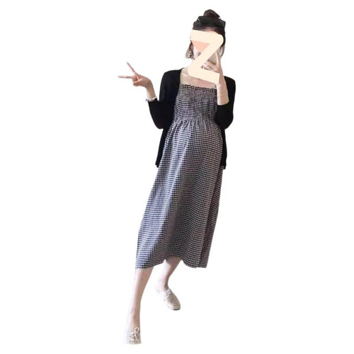 Pregnant women's summer set 2025 dress for moms, designed for pregnancy fashion wear, strap dress, stylish pregnancy temperament dress