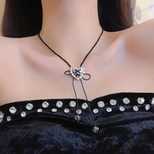 韩国代购东大门甜美串珠绑带蝴蝶结纽扣爱心碎银子项链锁骨链女潮