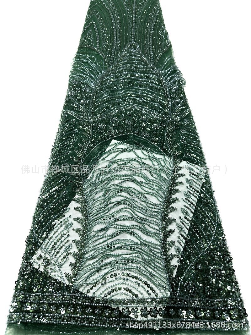 Fabricante pesado flange cuentas de tela de moda diseño europeo y americano vestido de cena vestido de tela