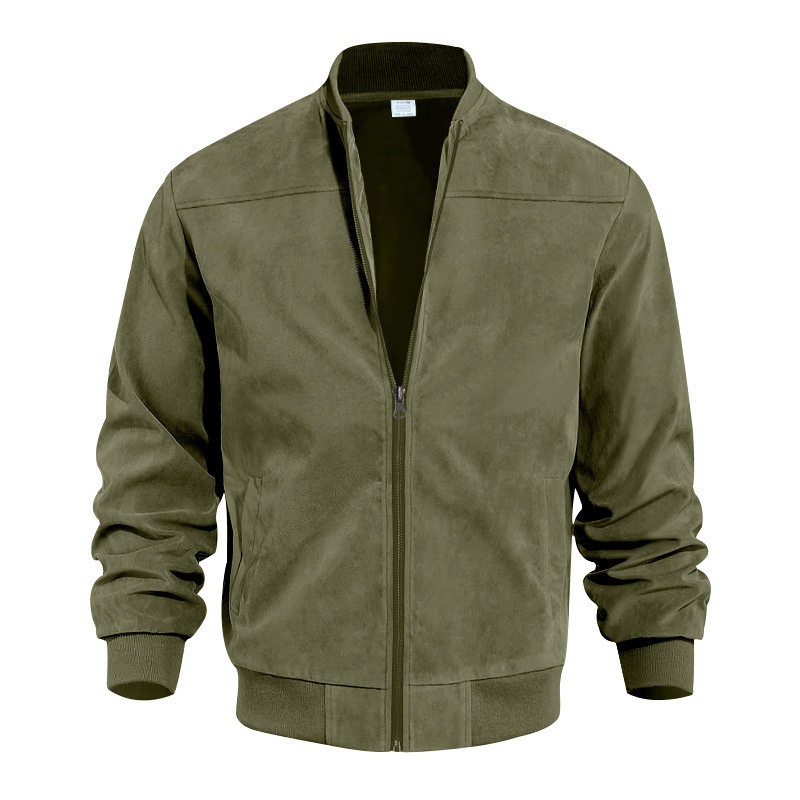 Cross-Border Amazon Autumn Suede Solid Color Men's Zipper Jacket Casual Retro Long-Sleeved Cardigan Jacket for Men Cross-Border Amazon Autumn Suede Solid Color Men's Zipper Jacket Casual Retro Long-Sleeved Cardigan Jacket for Men
