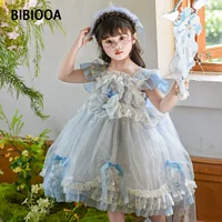 Детская одежда BIBIOOA, лето 2025, новый стиль, детское платье принцессы с короткими рукавами для девочек ростом 110-150 см, 25091